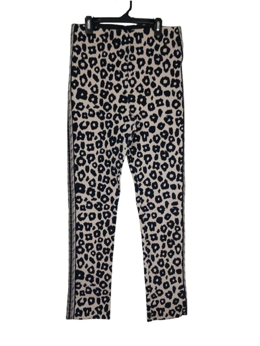 Gretchen Scott Womens Leopard Print Pants Size L Side Stripe Detailing